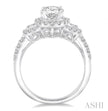 Luxurious Oval Center Round Diamond Engagement Ring in 14K White Gold | Gemmas Jewelers