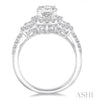 Luxurious Oval Center Round Diamond Engagement Ring in 14K White Gold | Gemmas Jewelers