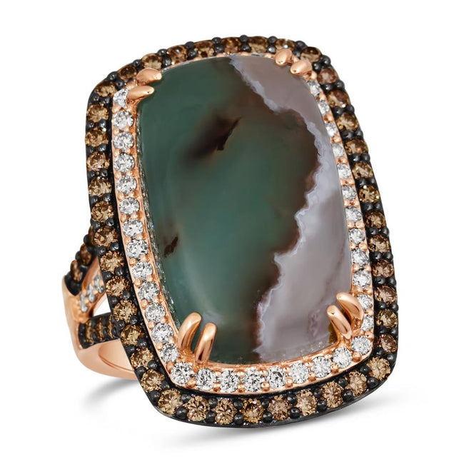 Luxurious LeVian Peacock Aquaprase and Diamond Ring in 14K Strawberry Gold | Gemmas Jewelers