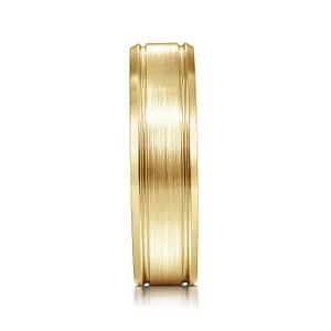 Mens 6mm Satin Finish Beveled Edge Wedding Band in 14K Gold