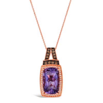 Majestic LeVian Dark Amethyst and Diamond Pendant in 14K Strawberry Gold | Gemmas Jewelers