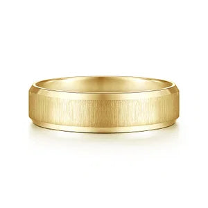 Mens 6mm Beveled Edge Satin Finish Wedding Band in 14K Gold | Gemmas Jewelers 4