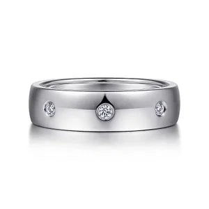 Mens 6mm Diamond High Polish Wedding Band 14K Gold | Gemmas Jewelers 1