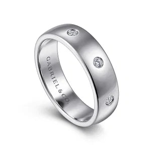 Mens 6mm Diamond High Polish Wedding Band 14K Gold | Gemmas Jewelers 2