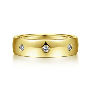 Mens 6mm Diamond High Polish Wedding Band 14K Gold | Gemmas Jewelers 4