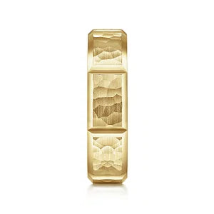 Mens 6mm Hammer Stations Design Wedding Band in 14K Gold | Gemmas Jewelers 3