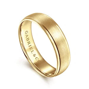 Mens 6mm Satin Center Polished Edge Wedding Band in 14K Gold | Gemmas Jewelers 5