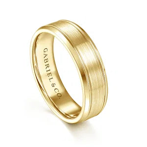 Mens 6mm Satin Finish Beveled Edge Wedding Band in 14K Gold | Gemmas Jewelers 5