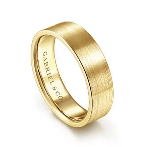 Mens 6mm Satin Finish Flat Wedding Band in 14K Gold | Gemmas Jewelers 5