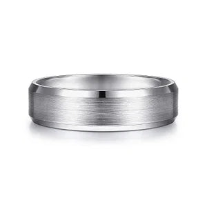 Mens 6mm Satin Finish Wedding Band with Beveled Edge in 14K Gold | Gemmas Jewelers 1