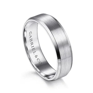 Mens 6mm Satin Finish Wedding Band with Beveled Edge in 14K Gold | Gemmas Jewelers 3
