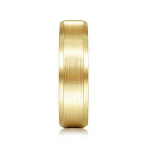 Mens 6mm Satin Finish Wedding Band with Beveled Edge in 14K Gold | Gemmas Jewelers 6