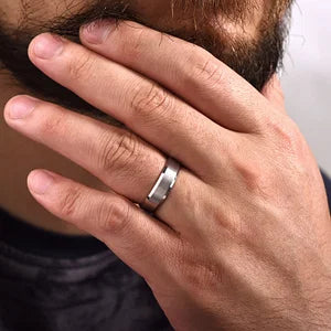 Mens 6mm Satin Finish Wedding Band with Beveled Edge in 14K Gold | Gemmas Jewelers 7