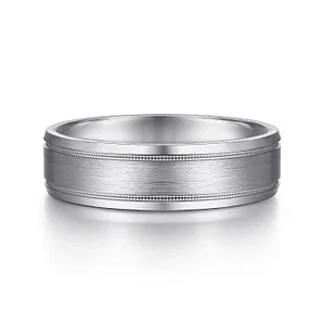 Mens 6mm Satin Polish Center and Milgrain Edge Wedding Band in 14K Gold | Gemmas Jewelers 1