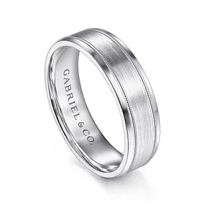 Mens 6mm Satin Polish Center and Milgrain Edge Wedding Band in 14K Gold | Gemmas Jewelers 2