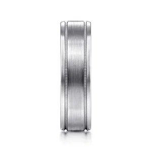 Mens 6mm Satin Polish Center and Milgrain Edge Wedding Band in 14K Gold | Gemmas Jewelers 3