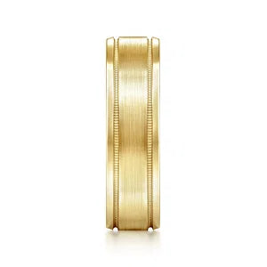 Mens 6mm Satin Polish Center and Milgrain Edge Wedding Band in 14K Gold | Gemmas Jewelers 7