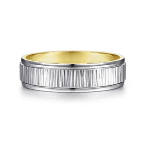 Mens 6mm Vertical Etching Design Wedding Band in 14K Gold  Gemmas Jewelers 3