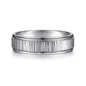 Mens 6mm Vertical Etching Design Wedding Band in 14K Gold  Gemmas Jewelers 4