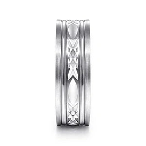 Mens 7mm Diamond Cut Center Wedding Band 14K | Gemmas Jewelers 3