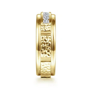 Mens 7mm Diamond Wedding Band with Sand Blast Finish 14K Gemmas Jewelers 3
