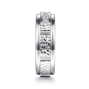 Mens 7mm Diamond Wedding Band with Sand Blast Finish 14K Gemmas Jewelers 6