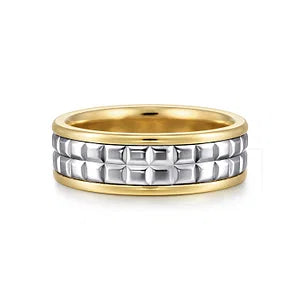 Mens 7mm High Polish Squares Design Wedding Band 14K Gold | Gemmas Jewelers 4