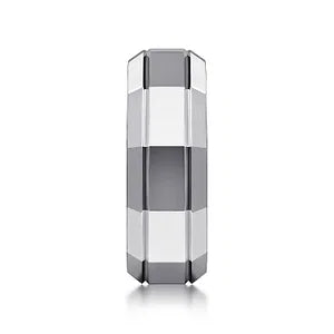 Mens 8mm Angular High Polish Finish Wedding Band 14K Gemmas Jewelers 2