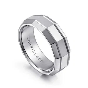 Mens 8mm Angular High Polish Finish Wedding Band 14K Gemmas Jewelers 4