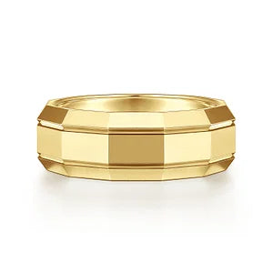 Mens 8mm Angular High Polish Finish Wedding Band 14K Gemmas Jewelers 5