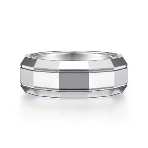 Mens 8mm Angular High Polish Finish Wedding Band 14K Gemmas Jewelers 6