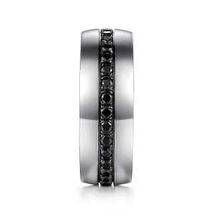 Mens 8mm Black Diamond High Polish Wedding Band  14K | Gemmas Jewelers 3