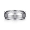 Mens 8mm Carved Station Wedding Band with Satin Finish in 14K Gold | Gemmas Jewelers 1