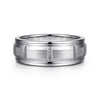 Mens 8mm Carved Station Wedding Band with Satin Finish in 14K Gold | Gemmas Jewelers 1