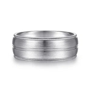 Mens 8mm Satin Finish Milgrain Edge Wedding Band in 14K  Gemmas Jewelers 1