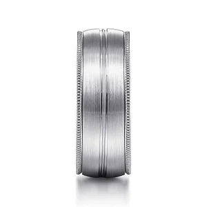 Mens 8mm Satin Finish Milgrain Edge Wedding Band in 14K  Gemmas Jewelers 3