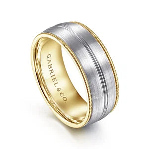 Mens 8mm Satin Finish Milgrain Edge Wedding Band in 14K  Gemmas Jewelers 5