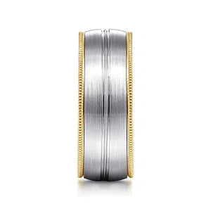 Mens 8mm Satin Finish Milgrain Edge Wedding Band in 14K  Gemmas Jewelers 6