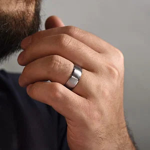 Mens 8mm Satin Finish Smooth Edge Wedding Band in 14K Gold | Gemmas Jewelers 4