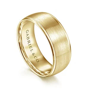 Mens 8mm Satin Finish Smooth Edge Wedding Band in 14K Gold | Gemmas Jewelers 6