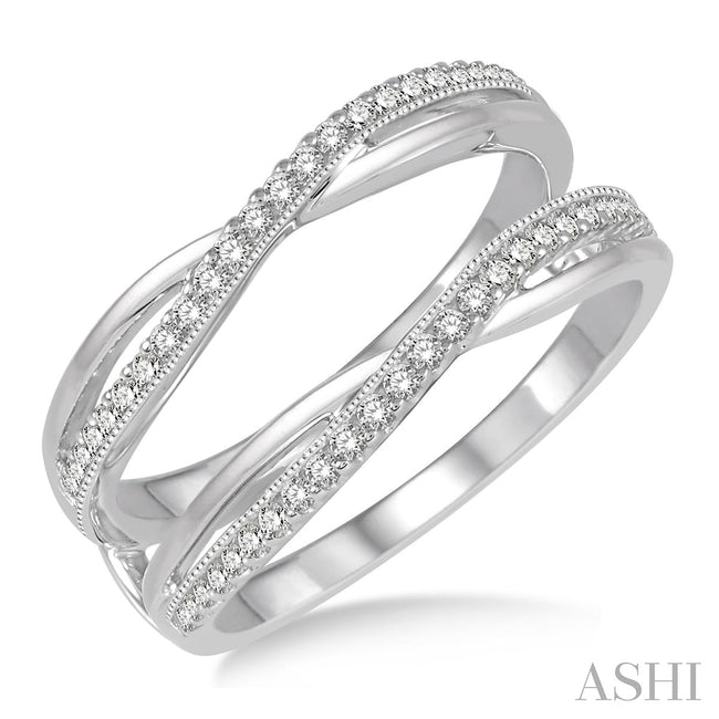 Milgrain Design Double Row Diamond Insert Wedding Ring in 14K White Gold | Gemmas Jewelers