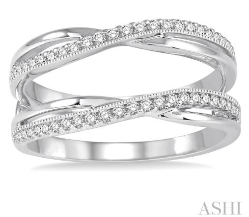 Milgrain Design Double Row Diamond Insert Wedding Ring in 14K White Gold | Gemmas Jewelers