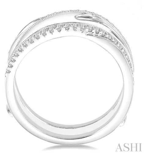 Milgrain Design Double Row Diamond Insert Wedding Ring in 14K White Gold | Gemmas Jewelers