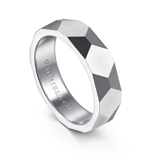 Modern Design 6mm Carved Mens Wedding Band with Satin Finish in 14K Gold | Gemmas Jewelers  2