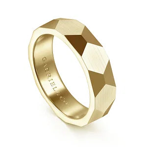 Modern Design 6mm Carved Mens Wedding Band with Satin Finish in 14K Gold | Gemmas Jewelers 5