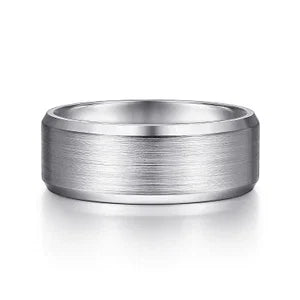 Modern Design 8mm Satin Finish Mens Wedding Band with Beveled Edge in 14K | Gemmas Jewelers 1