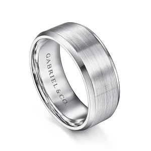 Modern Design 8mm Satin Finish Mens Wedding Band with Beveled Edge in 14K | Gemmas Jewelers 2