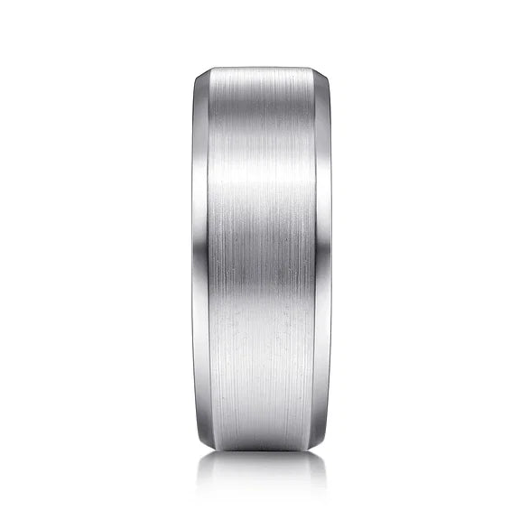 Modern Design 8mm Satin Finish Mens Wedding Band with Beveled Edge in 14K | Gemmas Jewelers 3