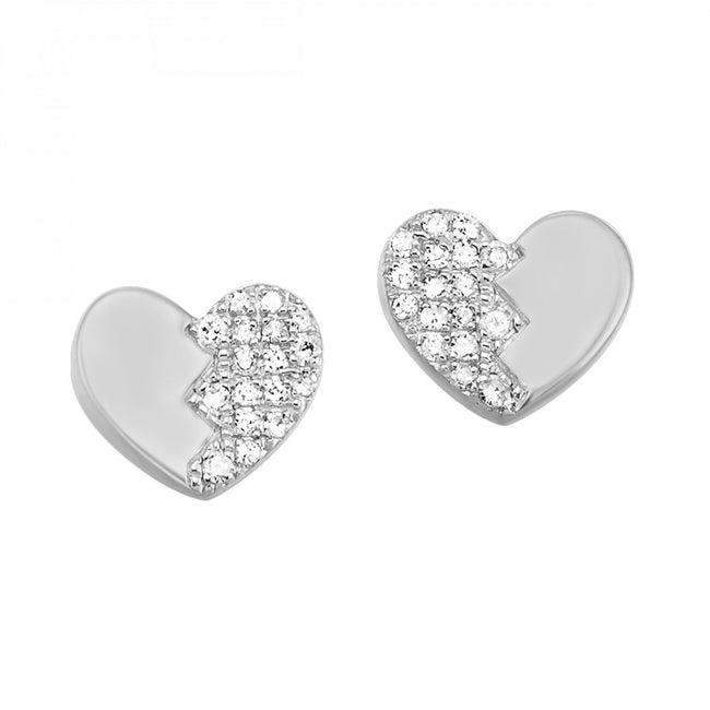 Modern Design Half Diamond Heart Earrings in 10K | Gemmas Jewelers 1