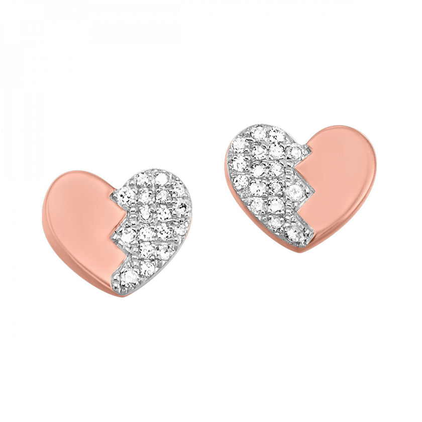 Modern Design Half Diamond Heart Earrings in 10K | Gemmas Jewelers 3